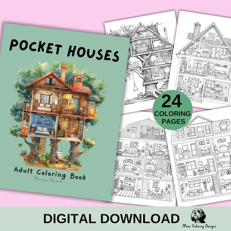 Pocket House Coloring Pages for Adults: Tiny Homes Printable