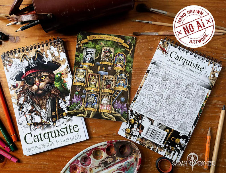 NEW Catquisite Postcards Coloring Book